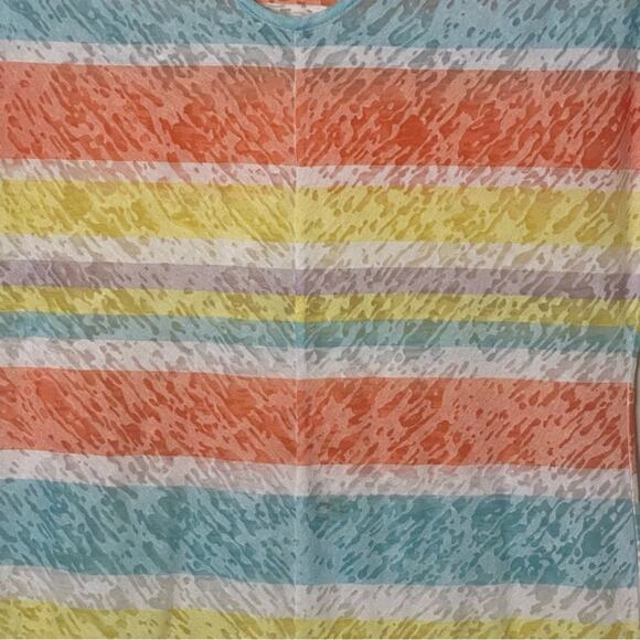 Coldwater Creek Striped Burnout Cap Sleeve Shirt - Picture 3 of 5